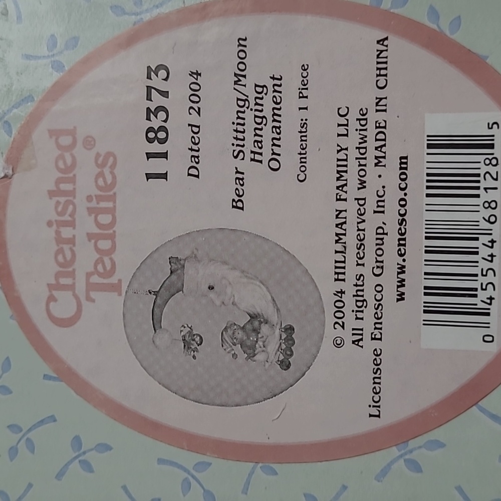 Enseco Cherished Teddies Bear on Santa Moon Ornament Dated 2004 NIB